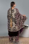 Shop_Angad Creations_Maroon Silk, Velvet V-neck Shaamdaani Kurta Set With Cape _at_Aza_Fashions