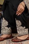 Shop_Angad Creations_Black Cotton Satin, Organza Embroidery Split V-neck Noor-e-lehr Kurta Pant Set 