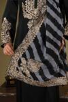 Angad Creations_Black Cotton Satin, Organza Embroidery Split V-neck Noor-e-lehr Kurta Pant Set _Online
