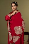 Shop_Angad Creations_Red Cotton Satin, Organza Embroidery Round Neck Zarnava Kurta Set _Online_at_Aza_Fashions