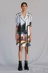 Buy_Anurag Gupta_Gray Crepe Embroidery Collared Neolithic Coat Dress _at_Aza_Fashions