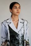 Shop_Anurag Gupta_Gray Crepe Neolithic Coat Set _Online_at_Aza_Fashions