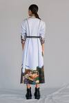 Shop_Anurag Gupta_Gray Crepe Collared Neolithic Printed Dress _at_Aza_Fashions