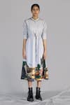 Buy_Anurag Gupta_Gray Crepe Round Neck Neolithic Long Dress _at_Aza_Fashions