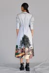 Shop_Anurag Gupta_Gray Crepe Round Neck Neolithic Long Dress _at_Aza_Fashions