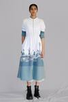 Buy_Anurag Gupta_White Crepe Round Neck Designer Long Dress _at_Aza_Fashions