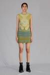Buy_Anurag Gupta_Yellow Knit, Silk Round Neck Lime Knitted Top And Skirt Set _at_Aza_Fashions