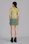 Shop_Anurag Gupta_Yellow Knit, Silk Round Neck Lime Knitted Top And Skirt Set _at_Aza_Fashions