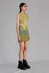 Anurag Gupta_Yellow Knit, Silk Round Neck Lime Knitted Top And Skirt Set _Online_at_Aza_Fashions