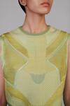 Shop_Anurag Gupta_Yellow Knit, Silk Round Neck Lime Knitted Top And Skirt Set _Online_at_Aza_Fashions