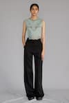 Buy_Anurag Gupta_Blue Silk Crew Neck Knitted Panel Top And Pant Set _at_Aza_Fashions