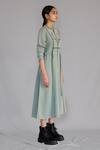 Anurag Gupta_Gray Crepe Round Neck Knitted Panel Dress _Online_at_Aza_Fashions