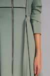 Buy_Anurag Gupta_Gray Crepe Round Neck Knitted Panel Dress _Online_at_Aza_Fashions