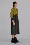 Anurag Gupta_Yellow Crepe Embroidery Collared Map Long Dress _Online_at_Aza_Fashions