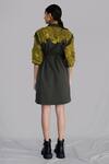 Shop_Anurag Gupta_Green Crepe Lace Collared Yellow Map Embroidery Short Dress _at_Aza_Fashions