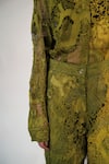 Shop_Anurag Gupta_Yellow Lace Embroidery Collared Map Shirt Pant _Online_at_Aza_Fashions