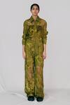 Buy_Anurag Gupta_Yellow Lace Embroidery Collared Map Shirt Pant _at_Aza_Fashions