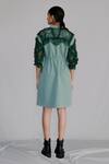 Shop_Anurag Gupta_Green Crepe Embroidery Collared Map Short Dress _at_Aza_Fashions