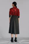 Shop_Anurag Gupta_Red Embroidery Round Neck Map Midi Dress _at_Aza_Fashions