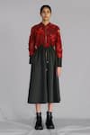 Buy_Anurag Gupta_Red Embroidery Round Neck Map Midi Dress _at_Aza_Fashions