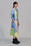 Anurag Gupta_Multi Color Denim, Silk Mandarin Collar Street Printed Long Dress _Online_at_Aza_Fashions