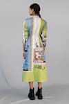 Shop_Anurag Gupta_Multi Color Denim, Silk Mandarin Collar Street Printed Long Dress _at_Aza_Fashions