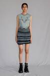 Buy_Anurag Gupta_Gray Silk, Knit Crew Neck Grey Top _at_Aza_Fashions
