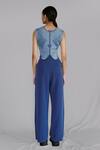 Shop_Anurag Gupta_Blue Round Neck Knitted Top _at_Aza_Fashions