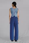 Shop_Anurag Gupta_Blue Crepe Pleated Pants _at_Aza_Fashions