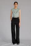 Buy_Anurag Gupta_Black Crepe Pleated Pants _at_Aza_Fashions
