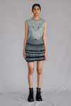 Buy_Anurag Gupta_Gray Silk Lime Knitted Skirt _at_Aza_Fashions
