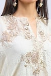 Anamika Khanna_Ivory Embroidery Mandarin Collar Crushed Kaftan And Palazzo Set _at_Aza_Fashions