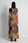 Shop_Forty Four_Multi Color Crepe Embroidery Round Neck Hand Dress _at_Aza_Fashions