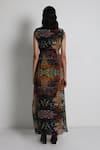 Shop_Forty Four_Multi Color Crepe Embroidery Round Neck Hand Dress _at_Aza_Fashions