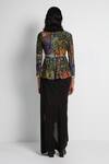 Shop_Forty Four_Black Crepe, Cotton, Lycra Embroidery Multi Color Designer Jacket And Skirt Set _at_Aza_Fashions