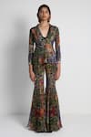 Buy_Forty Four_Multi Color Crepe, Cotton, Lycra Embroidery V-neck Designer Jacket Set _at_Aza_Fashions