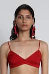 Forty Four_Red Cotton, Crepe, Lycra Scoop Neck, Multi Color Hand Embroidered Jacket Set _Online_at_Aza_Fashions