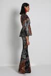Buy_Forty Four_Red Cotton, Crepe, Lycra Scoop Neck, Multi Color Hand Embroidered Jacket Set _Online_at_Aza_Fashions