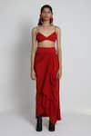 Buy_Forty Four_Red Crepe, Cotton, Lycra Embroidery V-neck Multi Color Designer Jacket Set _Online_at_Aza_Fashions