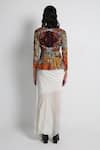 Shop_Forty Four_White Crepe, Cotton, Lycra V-neck Multi Color Hand Embroidered Jacket Set _at_Aza_Fashions