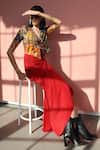 Buy_Forty Four_Multi Color Crepe, Cotton, Lycra V-, Scoop Hand Embroidered Jacket Set _at_Aza_Fashions