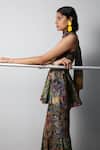Forty Four_Multi Color Crepe Embroidery Square Neck Hand Tunic Sharara Set _Online_at_Aza_Fashions