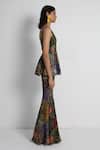 Shop_Forty Four_Multi Color Crepe Embroidery Square Neck Hand Tunic Sharara Set _Online_at_Aza_Fashions