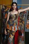 Shop_Forty Four_Multi Color Crepe Embroidery Square Neck Hand Tunic Sharara Set _Online_at_Aza_Fashions
