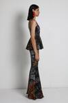 Forty Four_Multi Color Crepe Embroidery Square Neck Hand Tunic Sharara Set _Online_at_Aza_Fashions