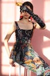 Buy_Forty Four_Multi Color Crepe Embroidery Square Neck Hand Tunic Sharara Set _Online_at_Aza_Fashions
