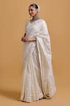Gulabo By Abu Sandeep_Off White Cotton Embroidery V-neck Designer Saree Blouse _Online_at_Aza_Fashions
