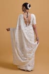 Shop_Gulabo By Abu Sandeep_Off White Cotton Embroidery V-neck Designer Saree Blouse _at_Aza_Fashions