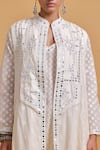 Shop_Gulabo By Abu Sandeep_Off White Cotton Sequins, Mirrors Round Neck, Designer Jacket And Kurta Set _Online_at_Aza_Fashions