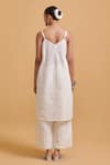 Gulabo By Abu Sandeep_Off White Cotton Sequins, Mirrors Round Neck, Designer Jacket And Kurta Set _Online